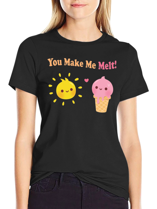 Camiseta Negra con Sol y Helado Me derrites