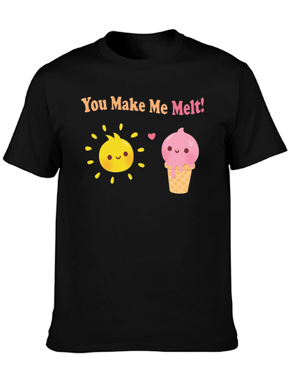 Camiseta Negra con Sol y Helado Me derrites