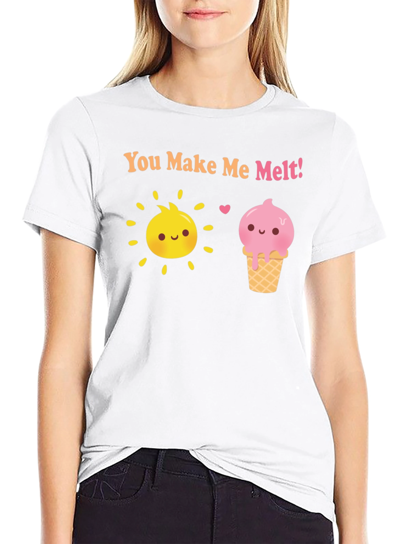 Camiseta Negra con Sol y Helado Me derrites