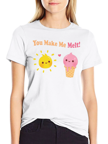 Camiseta Negra con Sol y Helado Me derrites