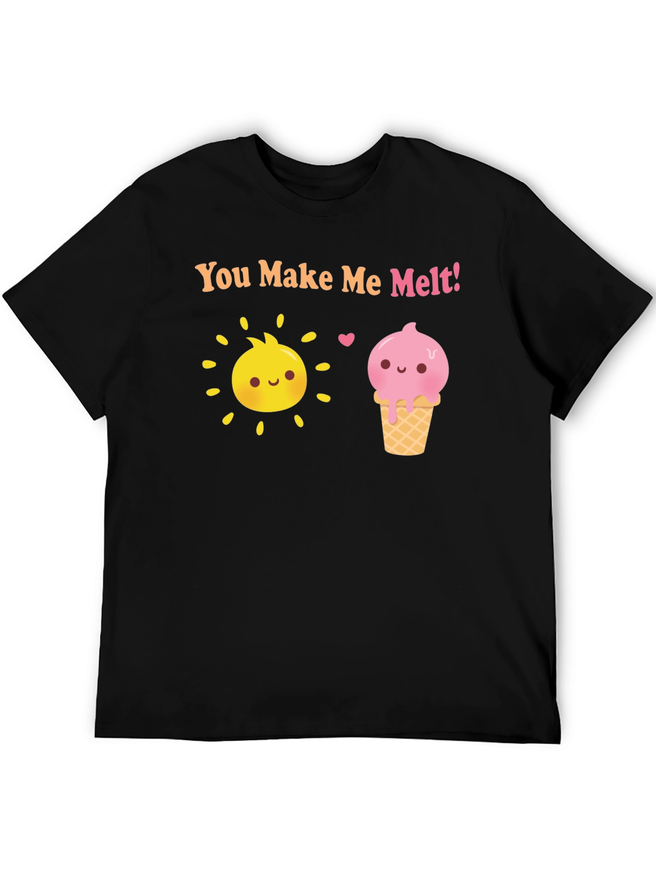 Camiseta Negra con Sol y Helado Me derrites