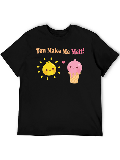 Camiseta Negra con Sol y Helado Me derrites