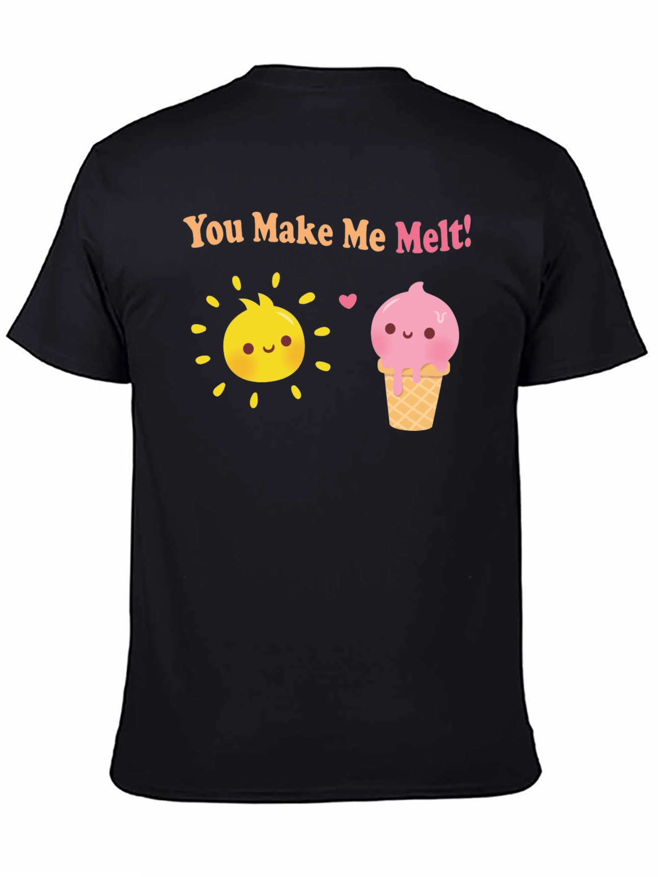 Camiseta Negra con Sol y Helado Me derrites
