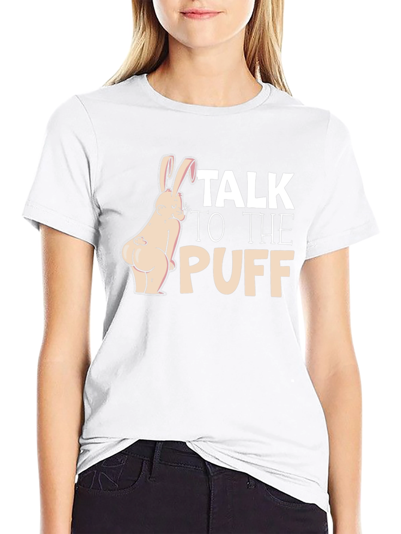 Camiseta Negra: Conejo Descarado Talk to the Puff