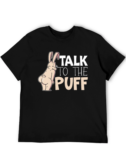 Camiseta Negra: Conejo Descarado Talk to the Puff