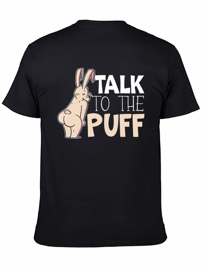 Camiseta Negra: Conejo Descarado Talk to the Puff