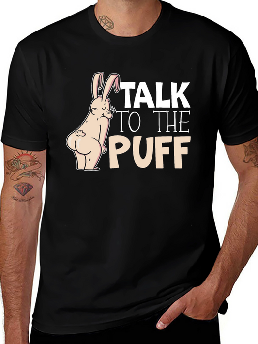 Camiseta Negra: Conejo Descarado Talk to the Puff