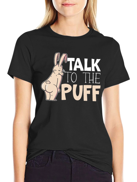 Camiseta Negra: Conejo Descarado Talk to the Puff