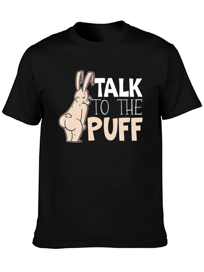 Camiseta Negra: Conejo Descarado Talk to the Puff