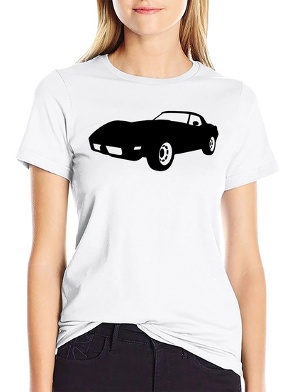 Camiseta Negra Clásica con Silueta de Coche Deportivo