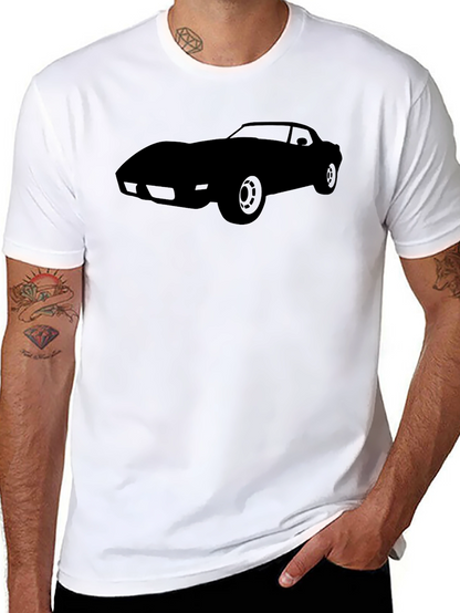 Camiseta Negra Clásica con Silueta de Coche Deportivo
