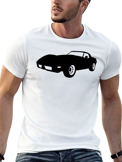 Camiseta Negra Clásica con Silueta de Coche Deportivo