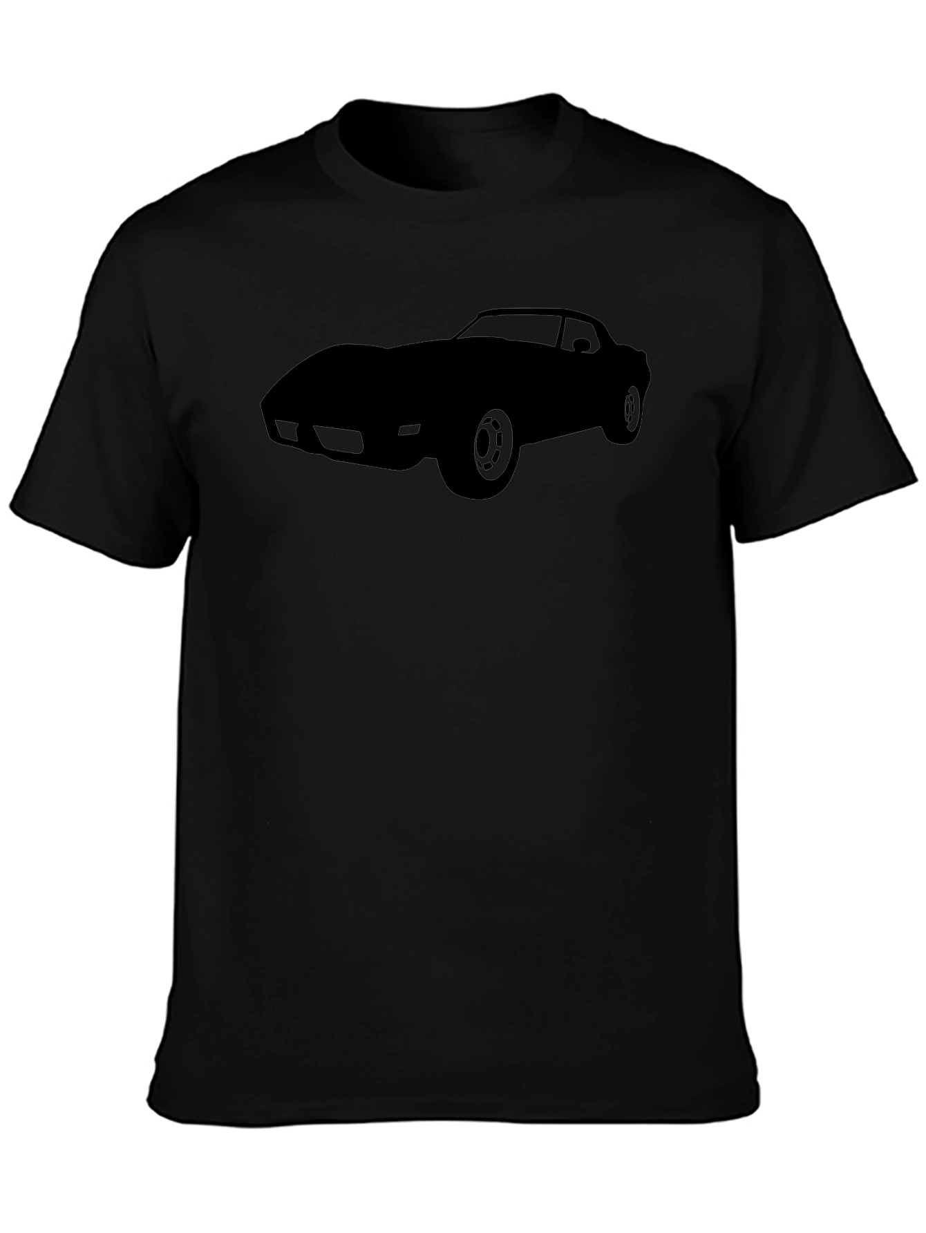 Camiseta Negra Clásica con Silueta de Coche Deportivo