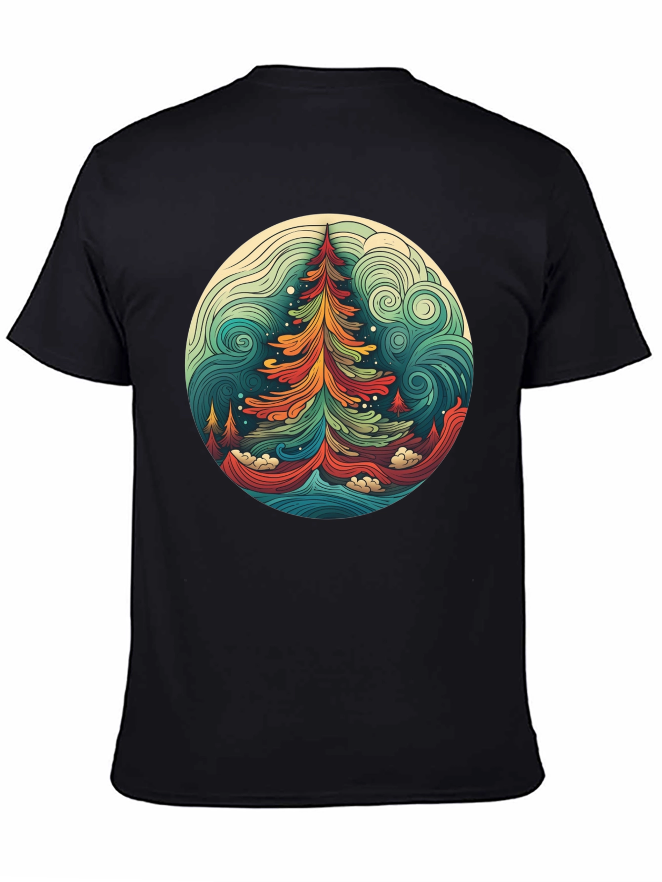 Camiseta Hombre Diseño Árbol Psicodélico