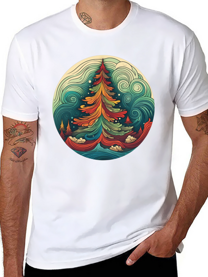 Camiseta Hombre Diseño Árbol Psicodélico