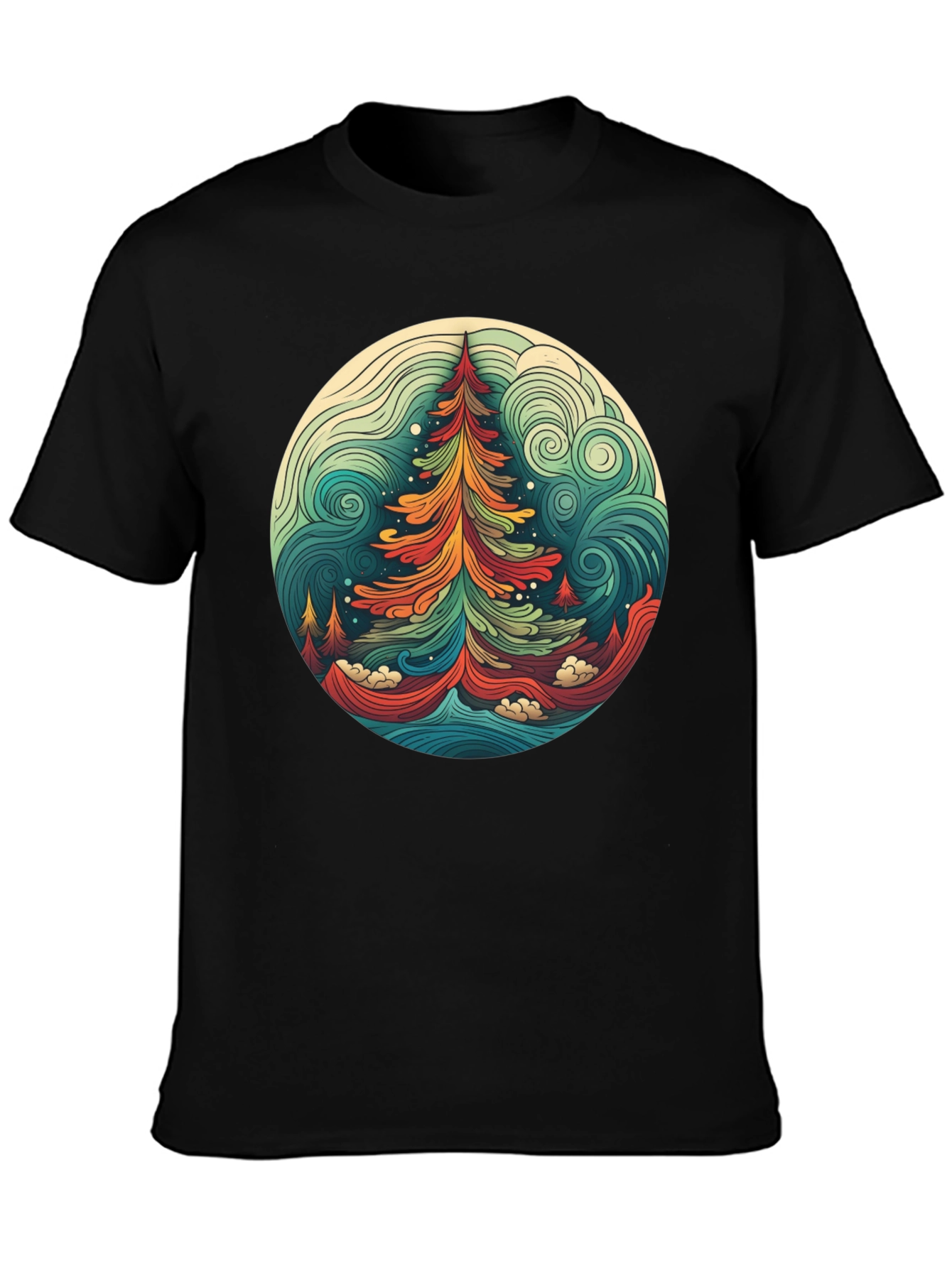 Camiseta Hombre Diseño Árbol Psicodélico
