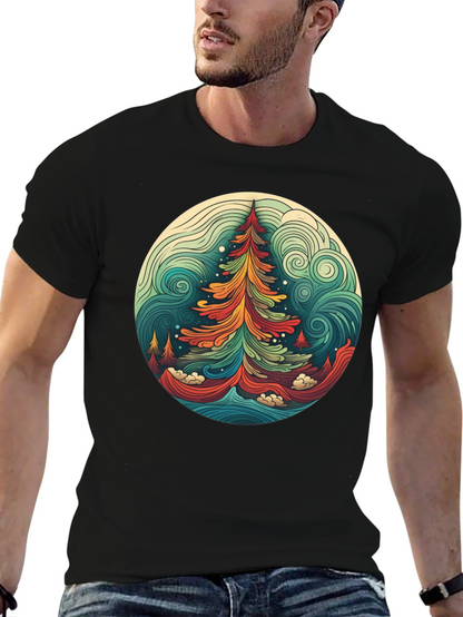 Camiseta Hombre Diseño Árbol Psicodélico