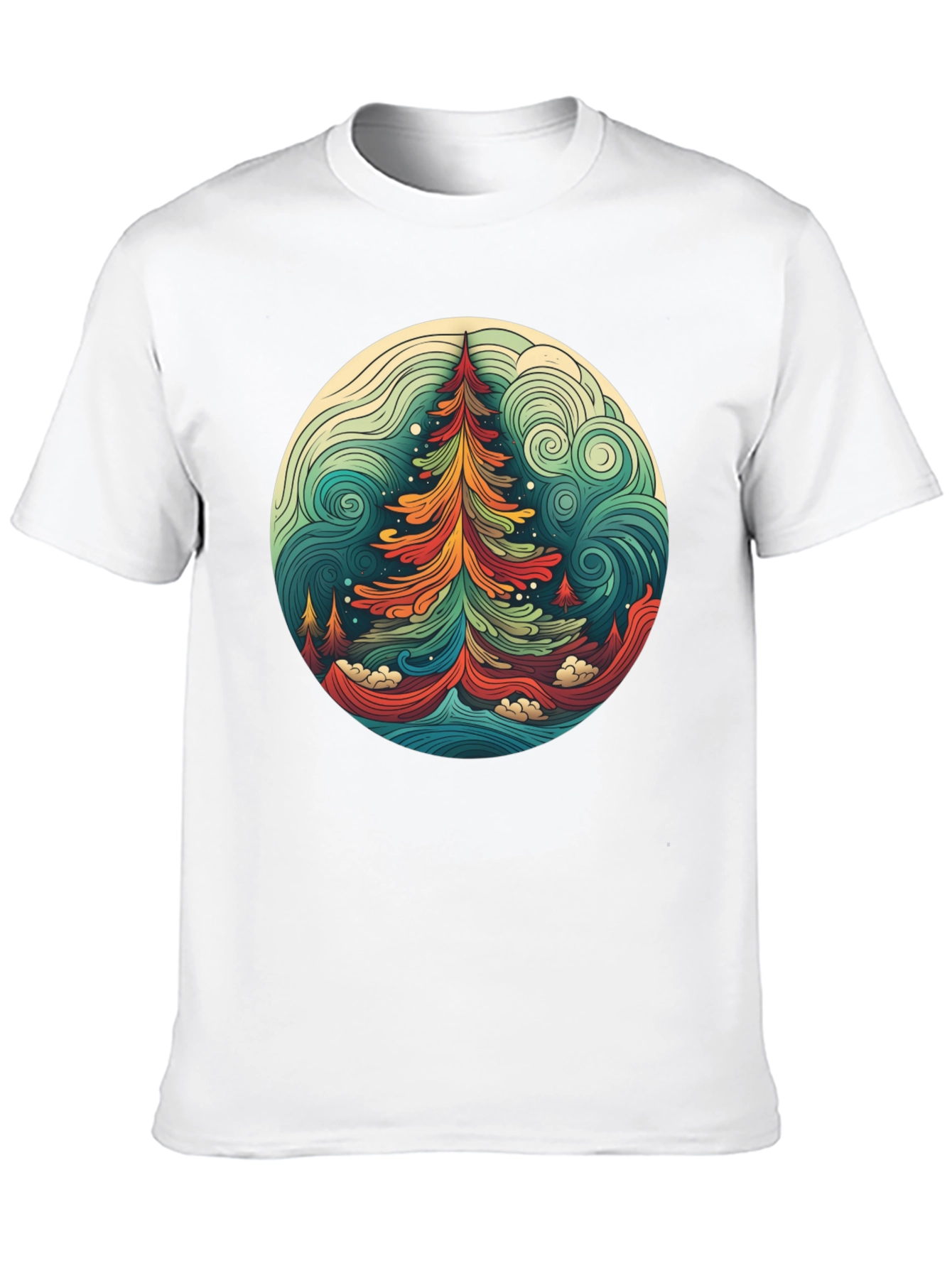 Camiseta Hombre Diseño Árbol Psicodélico