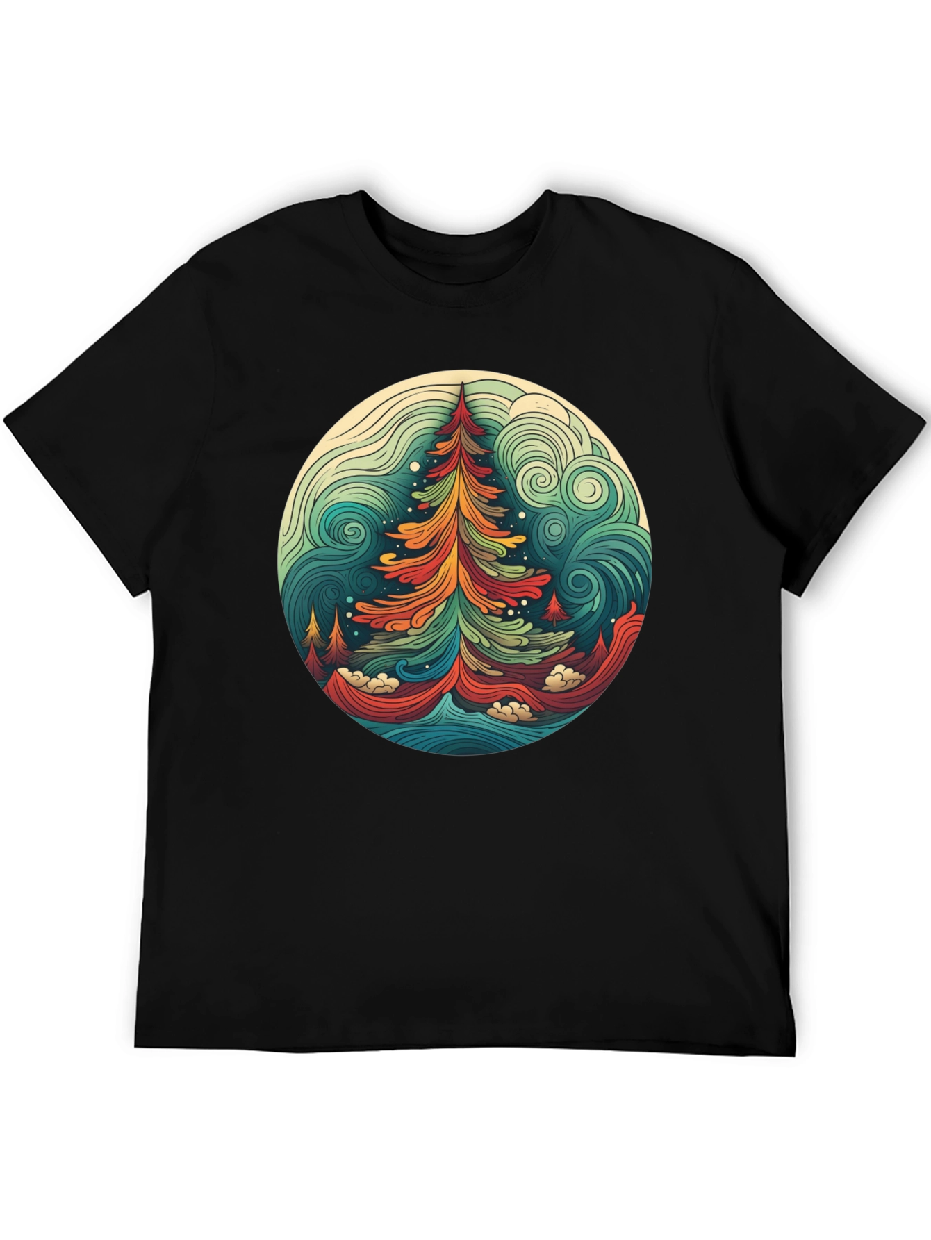 Camiseta Hombre Diseño Árbol Psicodélico