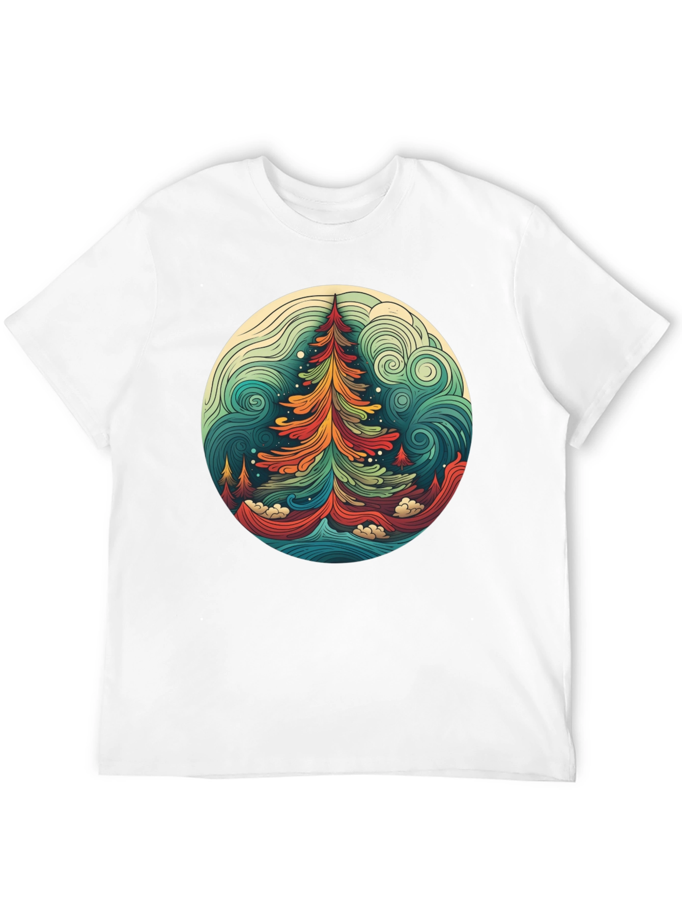 Camiseta Hombre Diseño Árbol Psicodélico