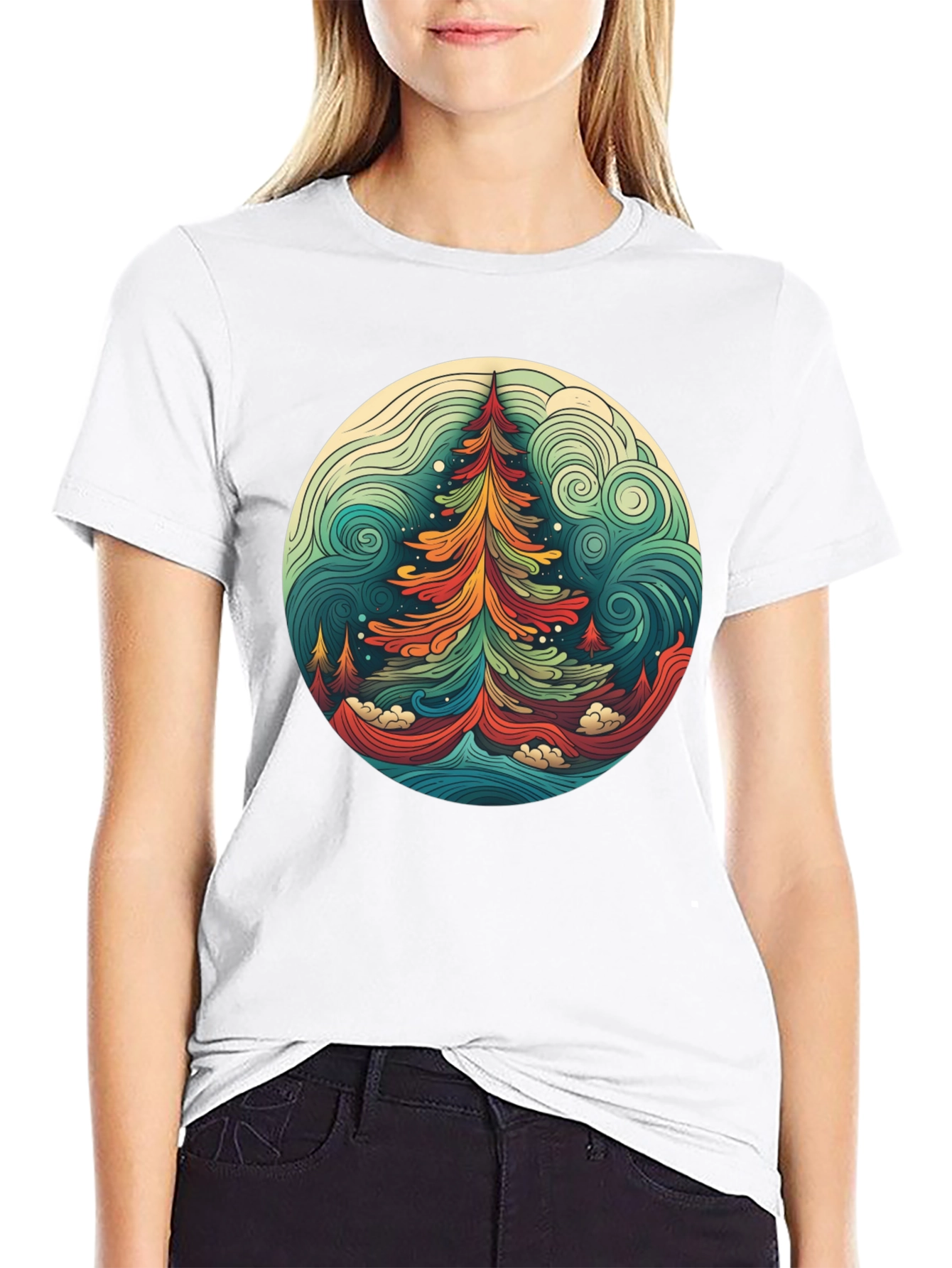 Camiseta Hombre Diseño Árbol Psicodélico