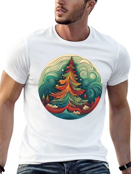 Camiseta Hombre Diseño Árbol Psicodélico