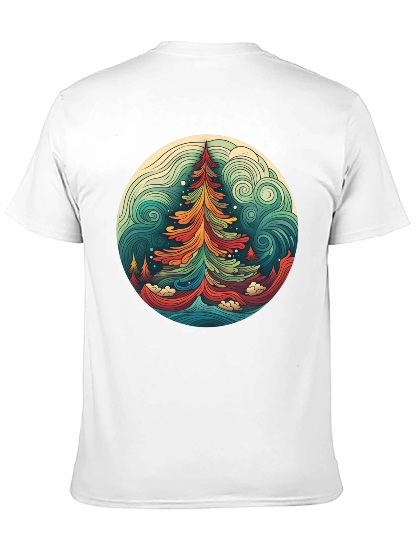 Camiseta Hombre Diseño Árbol Psicodélico
