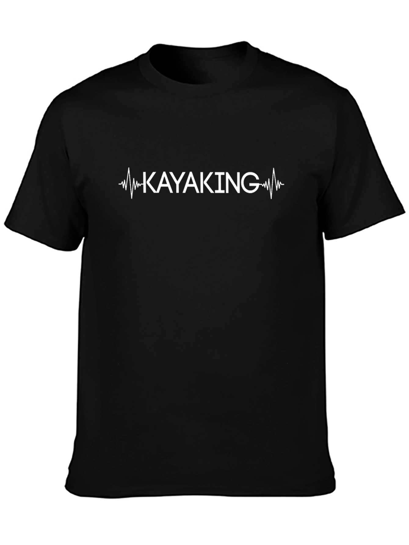 Camiseta Negra de Algodón con Diseño Kayaking