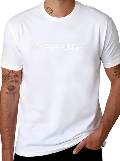 Camiseta Negra de Algodón con Diseño Kayaking