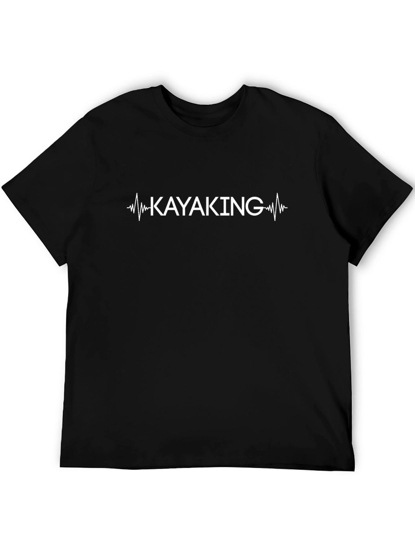 Camiseta Negra de Algodón con Diseño Kayaking