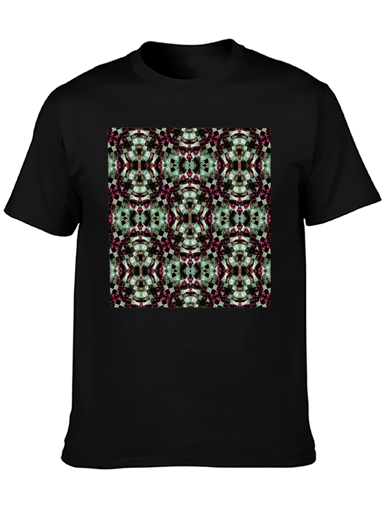 Camiseta Negra Estampado Geométrico Abstracto