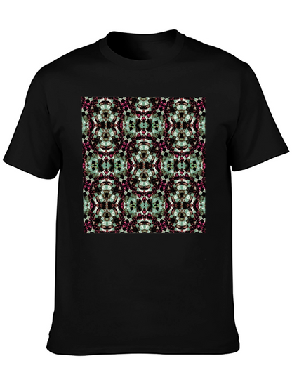 Camiseta Negra Estampado Geométrico Abstracto