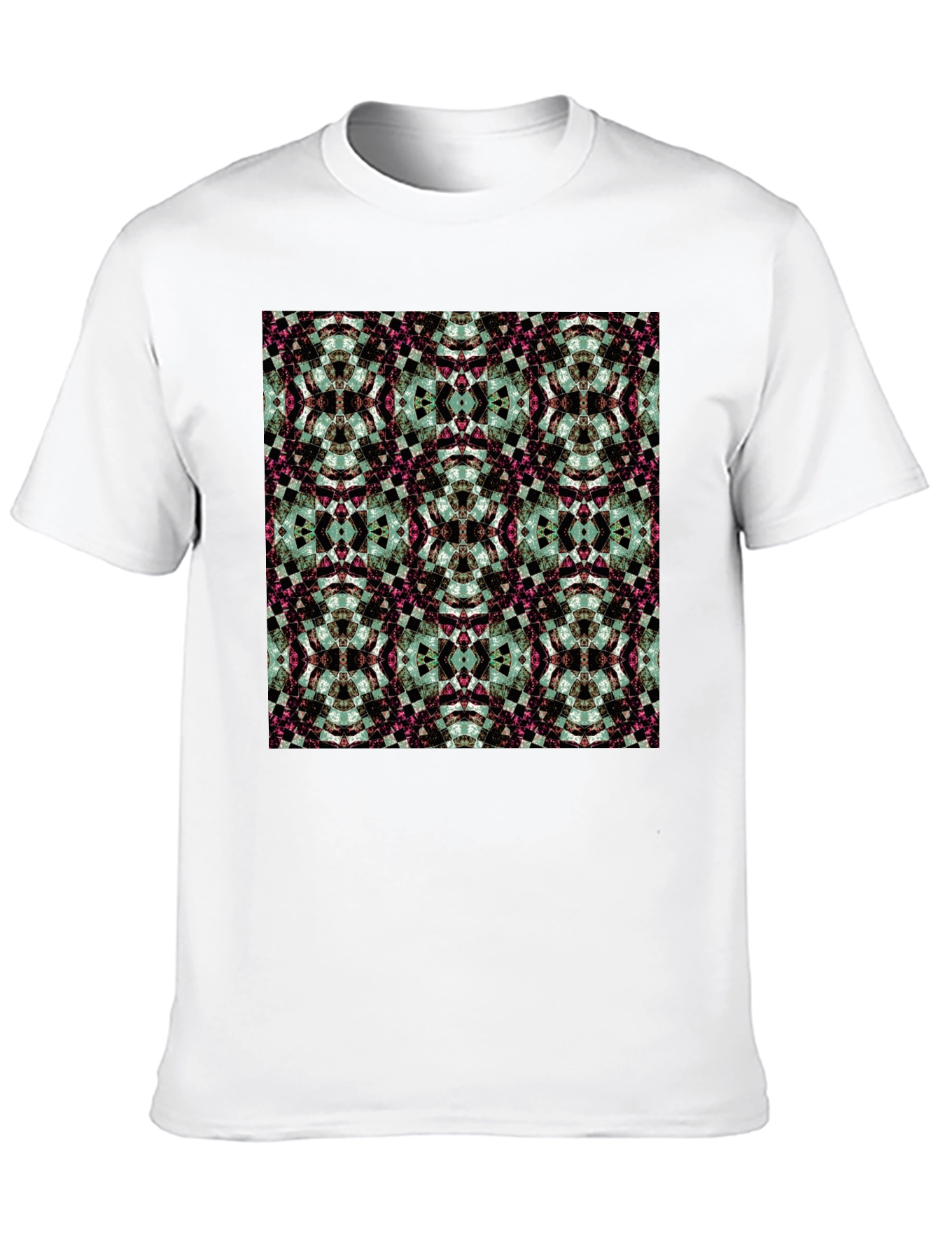 Camiseta Negra Estampado Geométrico Abstracto