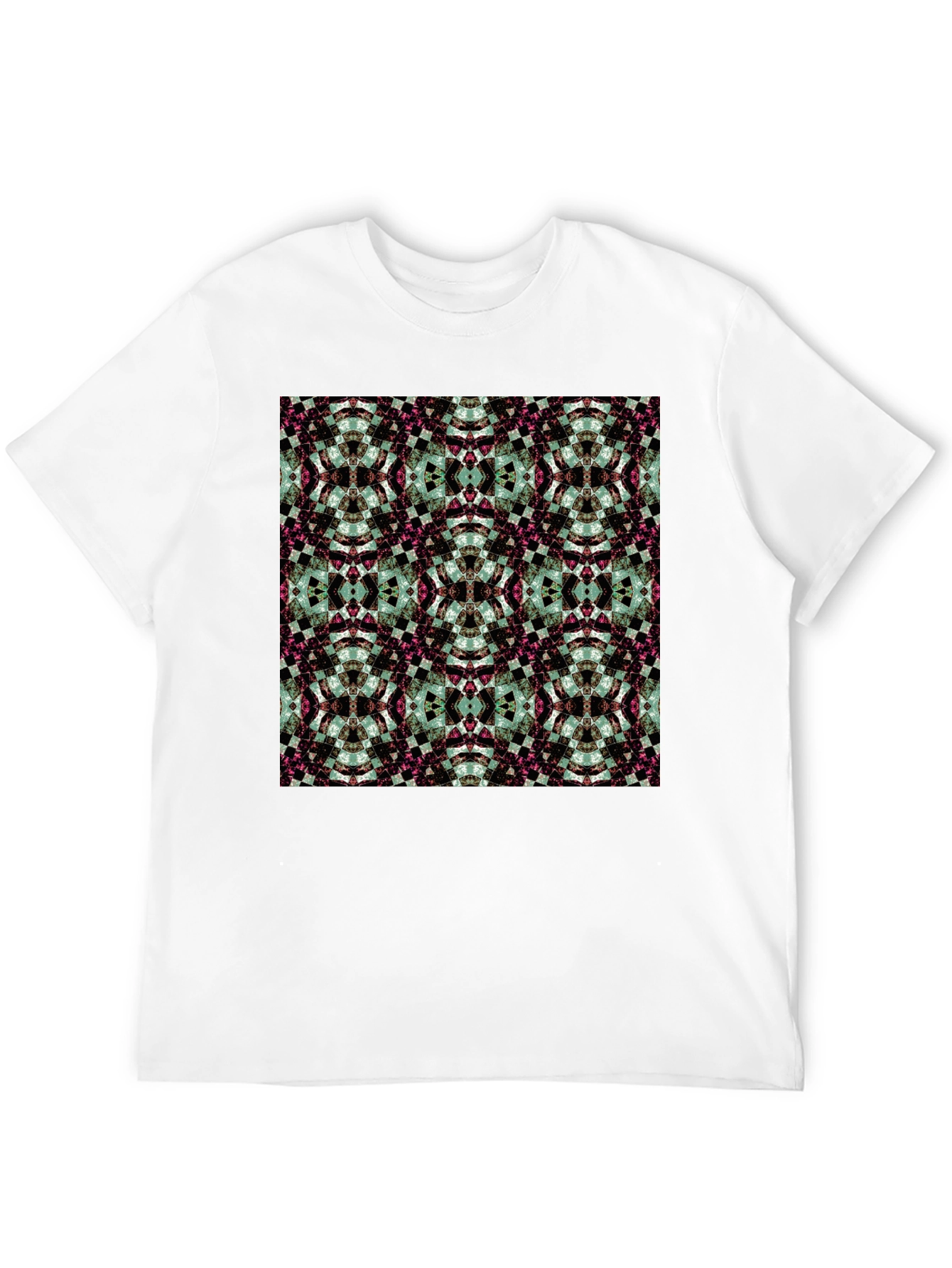 Camiseta Negra Estampado Geométrico Abstracto
