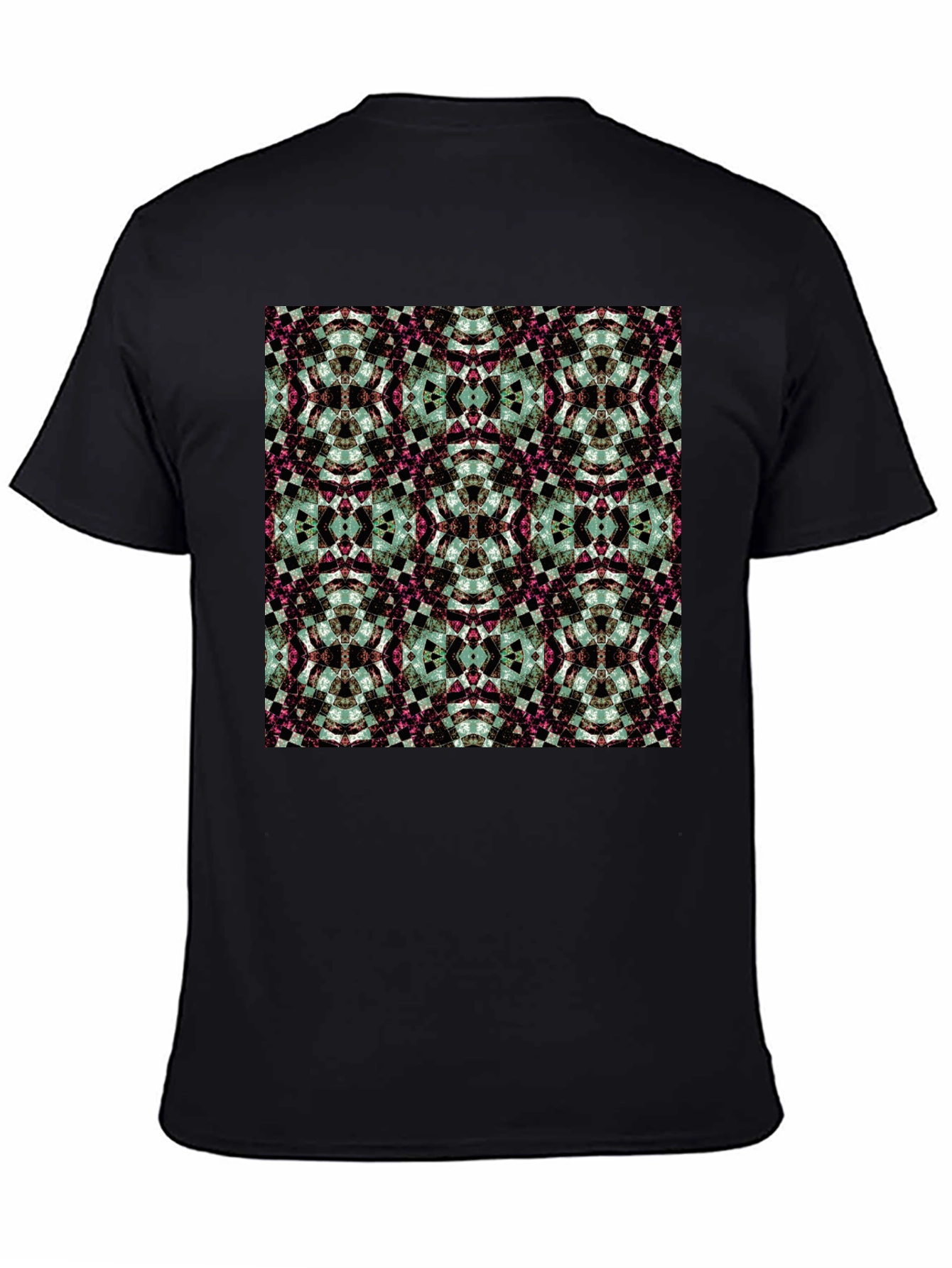 Camiseta Negra Estampado Geométrico Abstracto