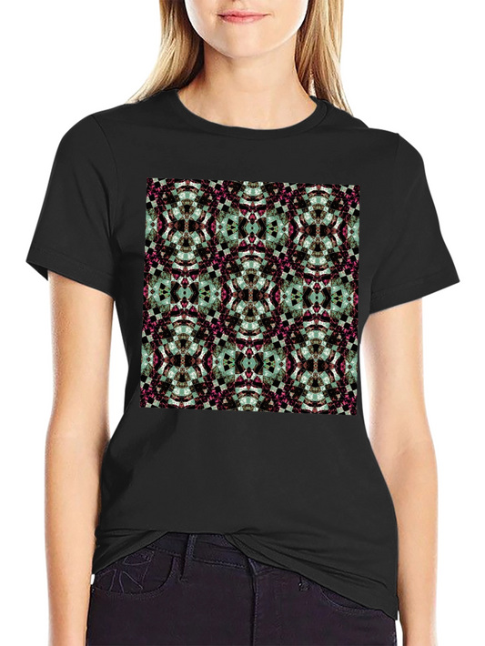Camiseta Negra Estampado Geométrico Abstracto