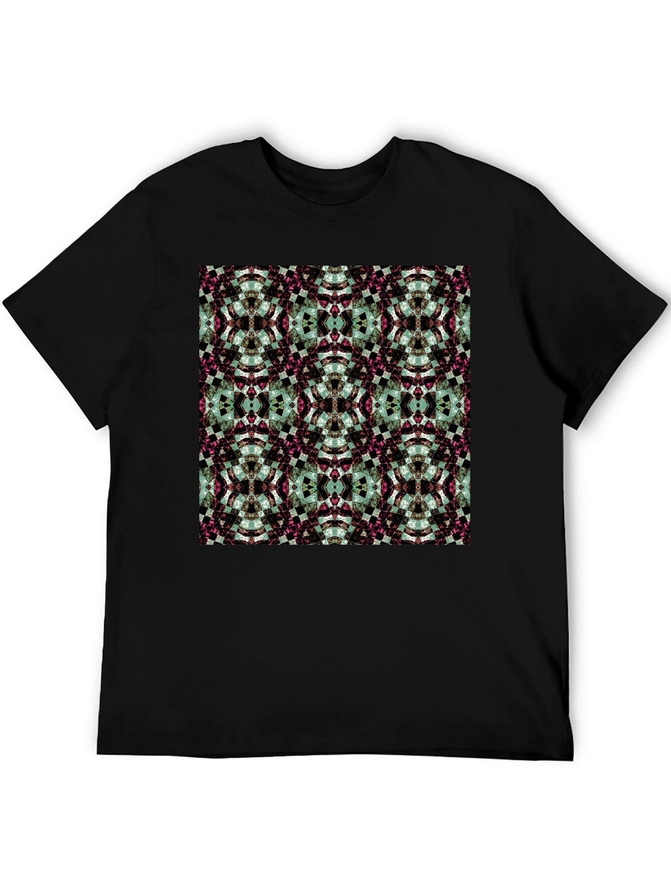 Camiseta Negra Estampado Geométrico Abstracto