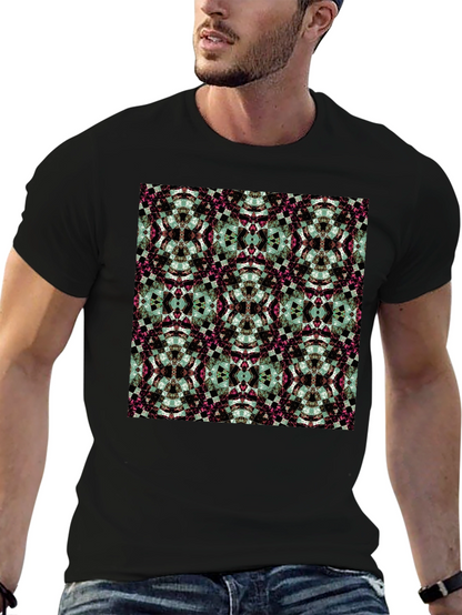 Camiseta Negra Estampado Geométrico Abstracto