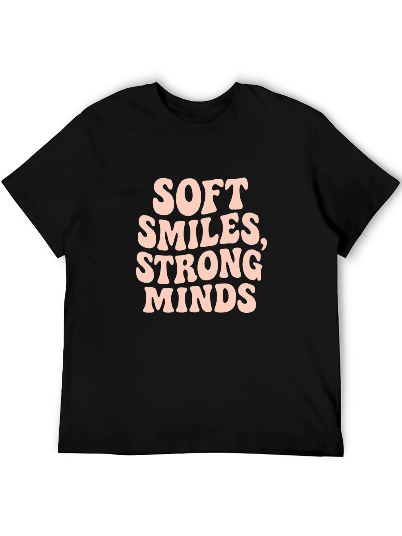 Camiseta Negra con Letras Soft Smiles Strong Minds