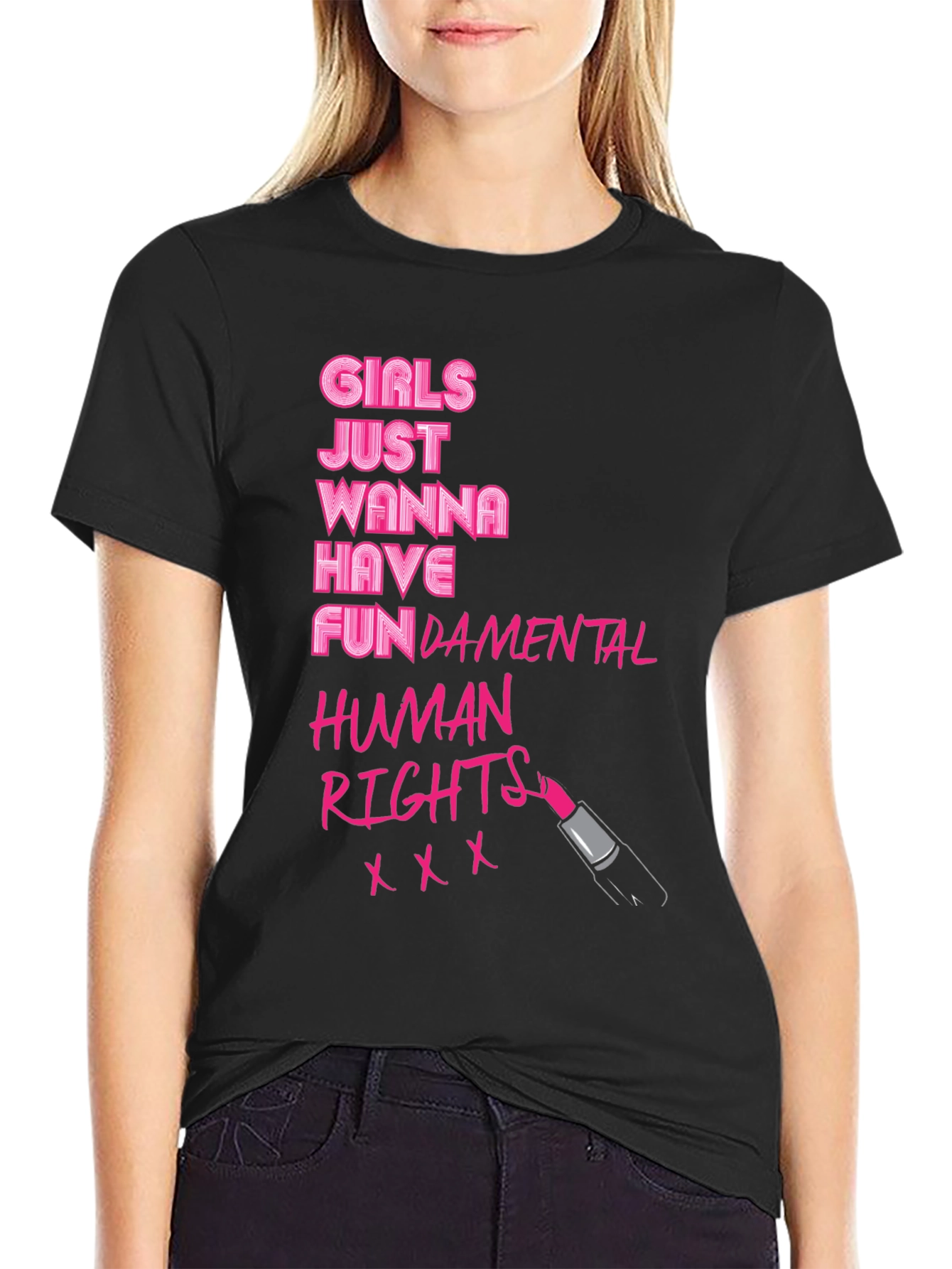 Camiseta Negra: Derechos Humanos Fundamentales para Chicas