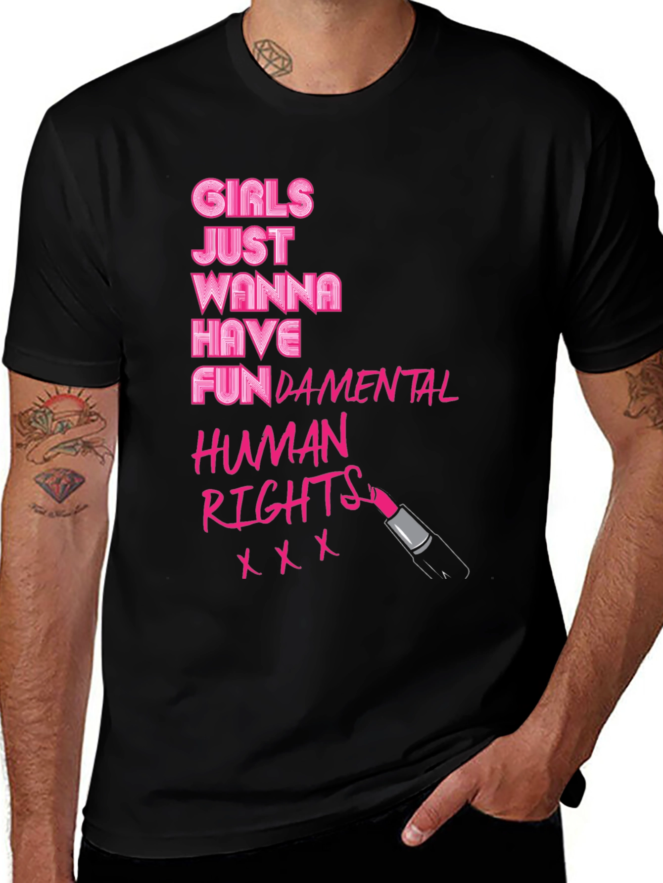 Camiseta Negra: Derechos Humanos Fundamentales para Chicas