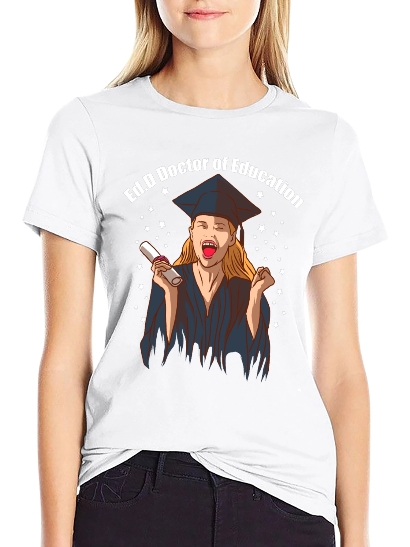 Camiseta Negra Ed.D Doctora en Educación Graduación