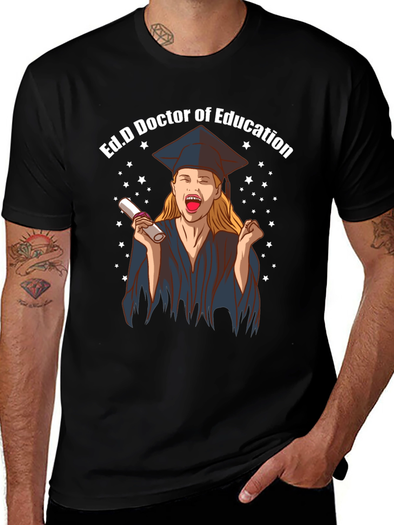 Camiseta Negra Ed.D Doctora en Educación Graduación