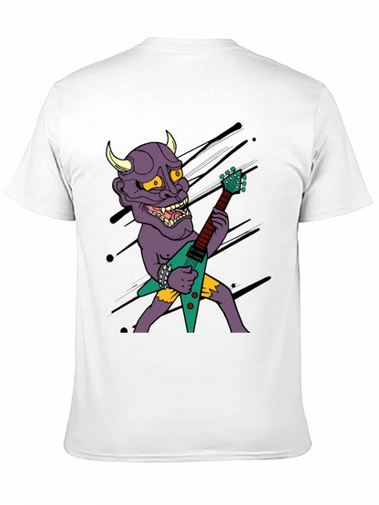 Camiseta Negra con Diseño Rockero de Demonio con Guitarra