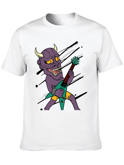 Camiseta Negra con Diseño Rockero de Demonio con Guitarra