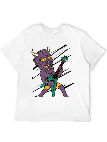 Camiseta Negra con Diseño Rockero de Demonio con Guitarra