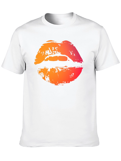 Camiseta Negra con Labios Degradados