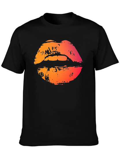 Camiseta Negra con Labios Degradados