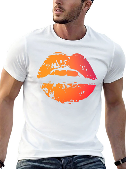 Camiseta Negra con Labios Degradados