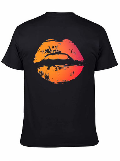 Camiseta Negra con Labios Degradados